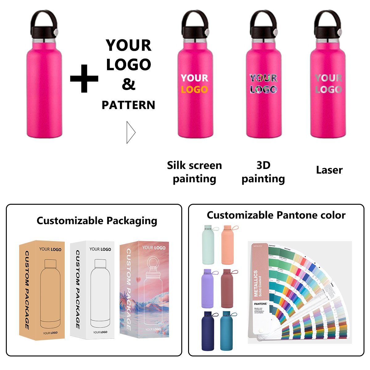 TY Custom Logo 12/17/20/25oz power coating Insulated Stainless Steel Thermal Vacuum Flasks Thermoses Sport Reusable Water Bottle