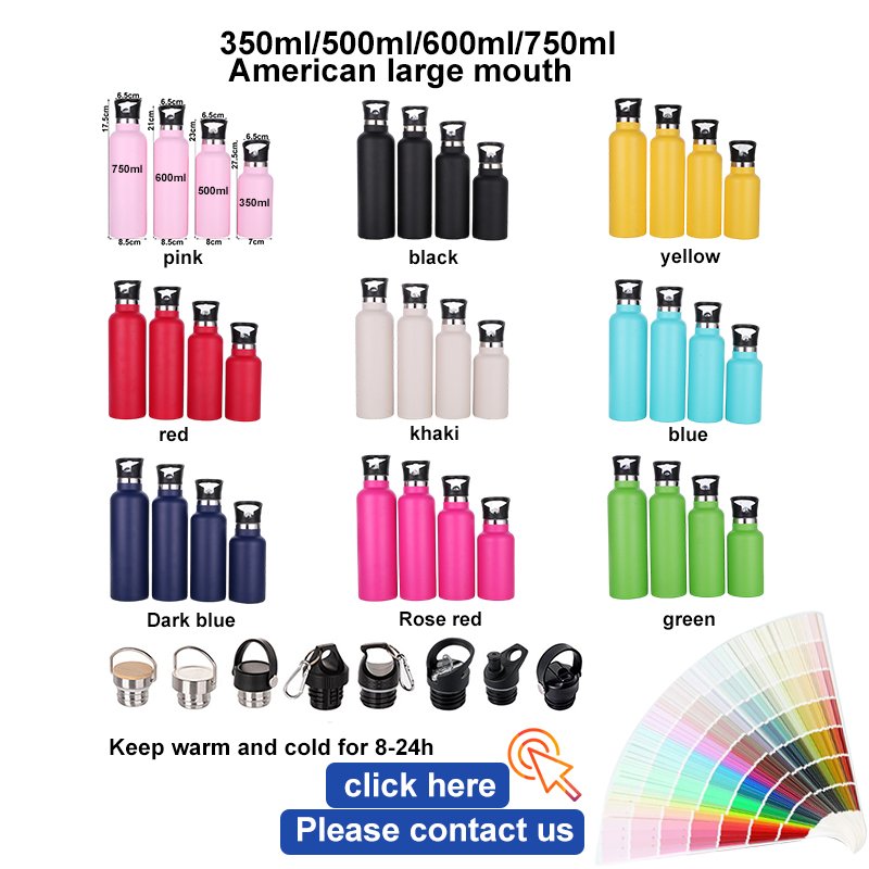 TY Custom Logo 12/17/20/25oz power coating Insulated Stainless Steel Thermal Vacuum Flasks Thermoses Sport Reusable Water Bottle