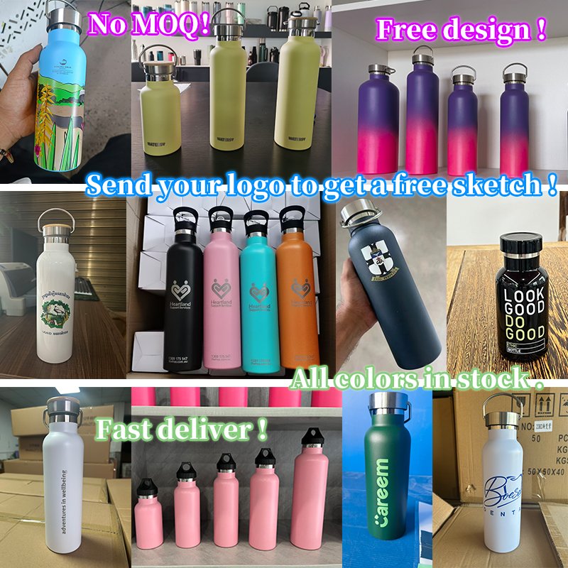 TY Custom Logo 12/17/20/25oz power coating Insulated Stainless Steel Thermal Vacuum Flasks Thermoses Sport Reusable Water Bottle