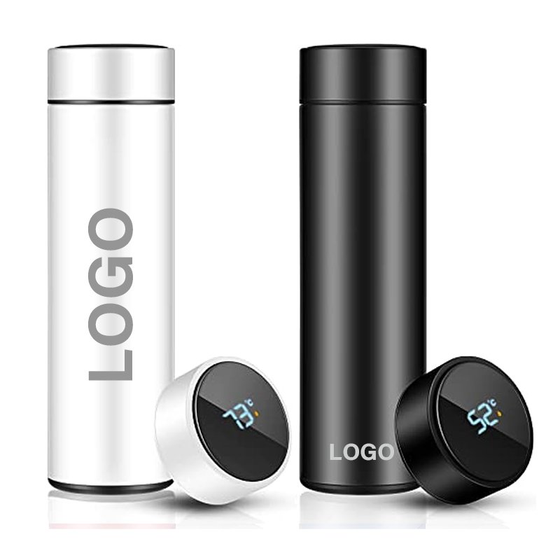 Custom Stainless Steel termo Digital Vacuum Insulated Temperature Flask Smart Led Thermos Water Bottles with Temperature Display