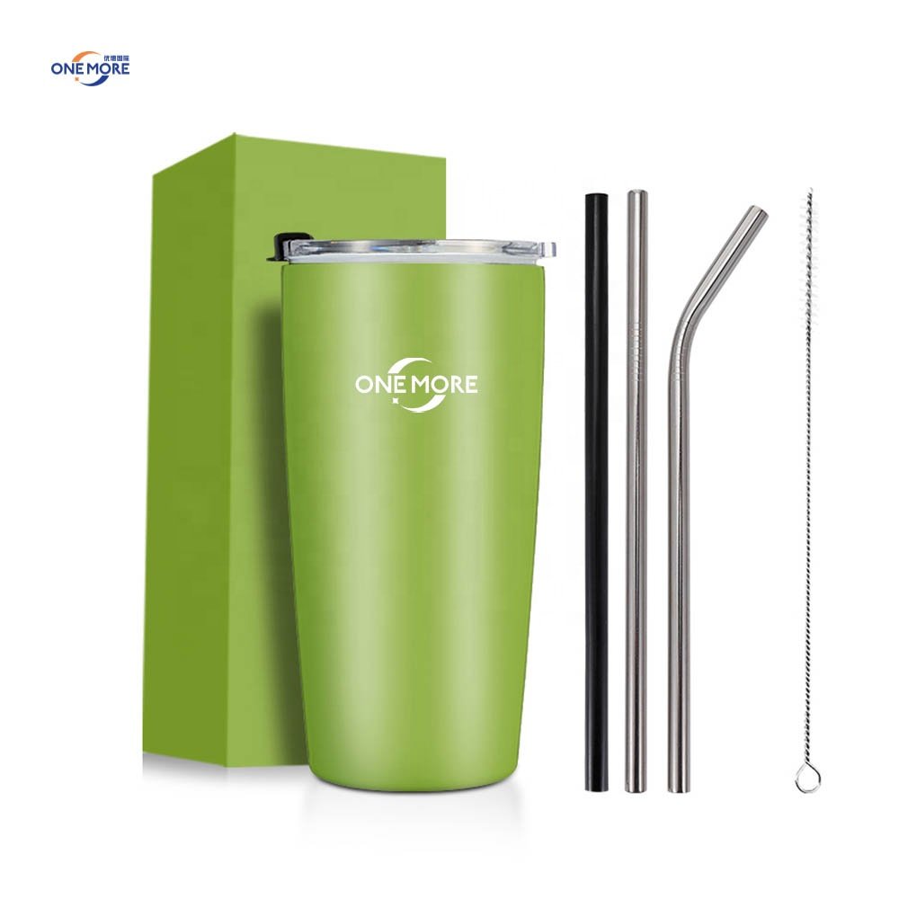 Double Walled Tumbler 20oz Stainless Steel Vacuum Insulated Tumbler Reusable Coffee Mug Cup with Straw and Lid