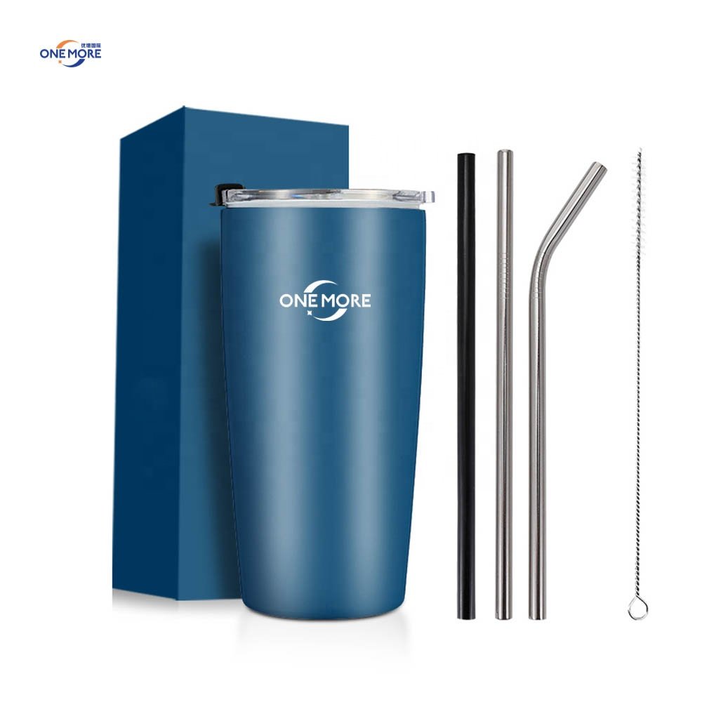 Double Walled Tumbler 20oz Stainless Steel Vacuum Insulated Tumbler Reusable Coffee Mug Cup with Straw and Lid