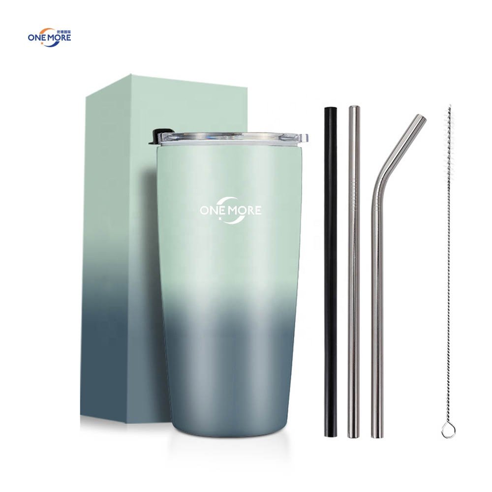 Double Walled Tumbler 20oz Stainless Steel Vacuum Insulated Tumbler Reusable Coffee Mug Cup with Straw and Lid