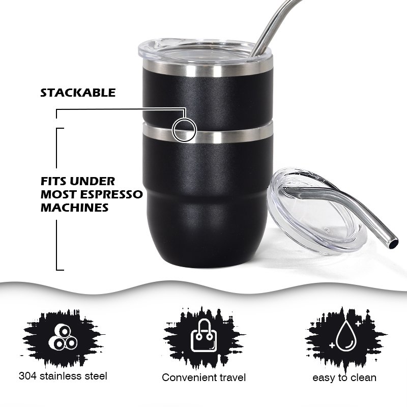 Custom logo Stainless Steel Reusable Shot Glass 4OZ Power Coated Coffee Mugs Overlapped Tumblers 6PCS One Set