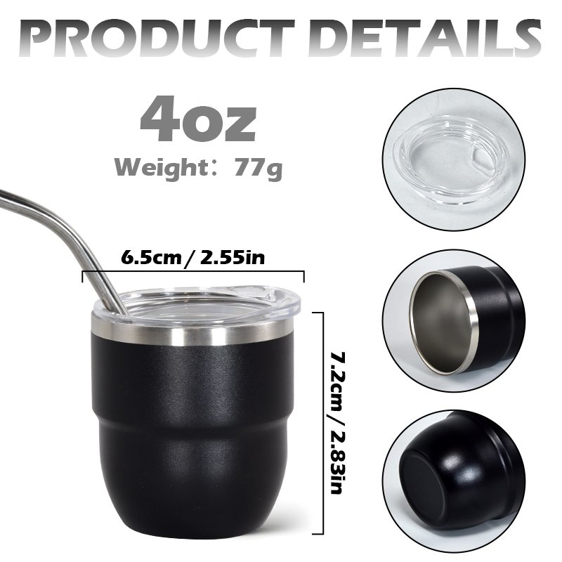 Custom logo Stainless Steel Reusable Shot Glass 4OZ Power Coated Coffee Mugs Overlapped Tumblers 6PCS One Set