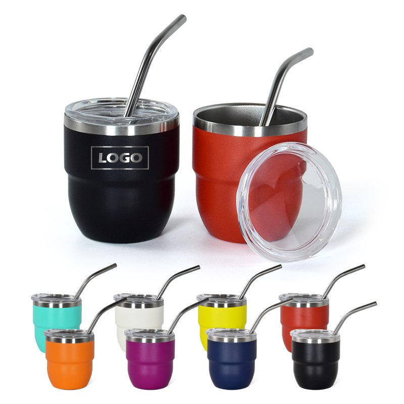 Custom logo Stainless Steel Reusable Shot Glass 4OZ Power Coated Coffee Mugs Overlapped Tumblers 6PCS One Set