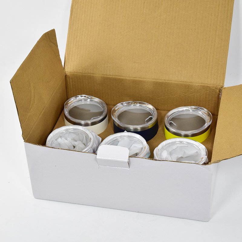 Custom logo Stainless Steel Reusable Shot Glass 4OZ Power Coated Coffee Mugs Overlapped Tumblers 6PCS One Set