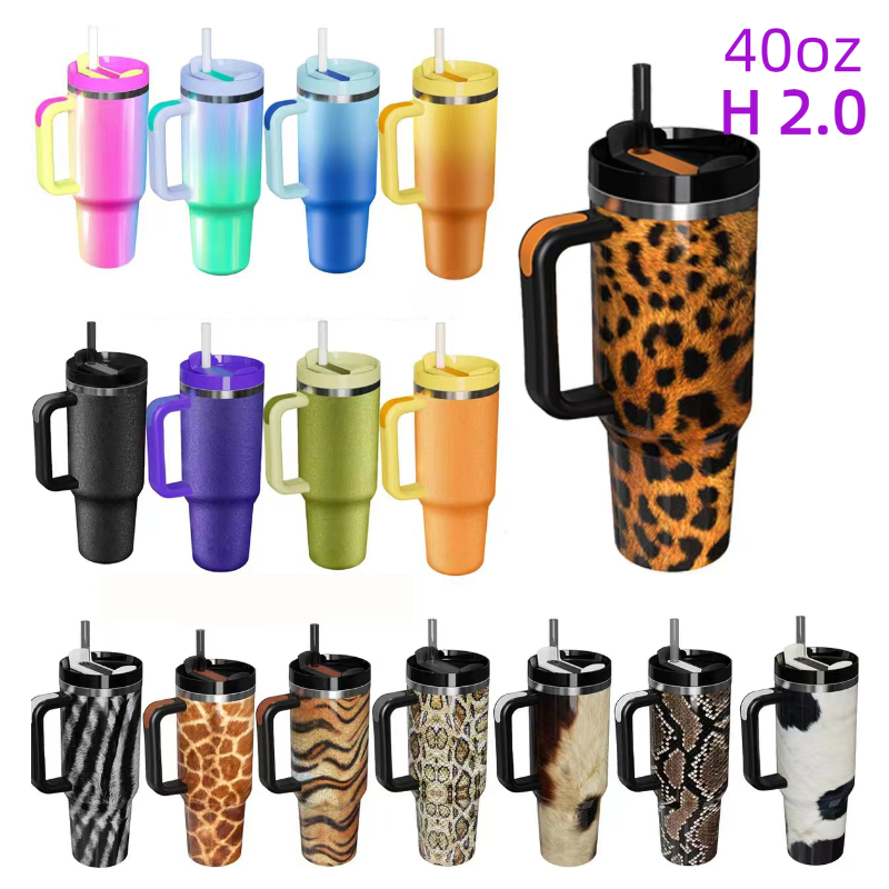 JZYZ 2024 Hot 40Oz Adventure Travel Tumbler Customized Logo Mug With Handle And Straw Simple Modern Ready Stock