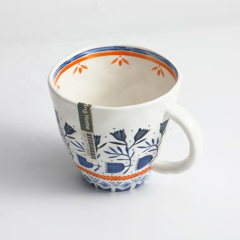 Tivray Bohemian Style Creative Flower Pattern Design Ceramic Mugs Box Logo Customized Household Office Usage Ceramic Mugs