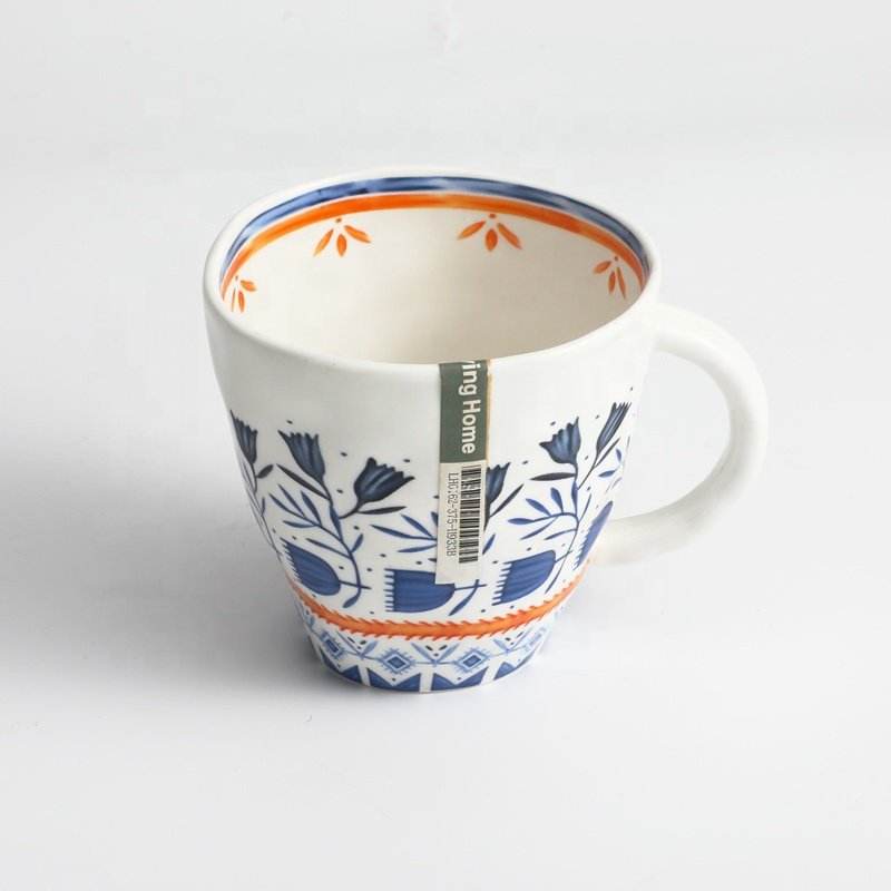 Tivray Bohemian Style Creative Flower Pattern Design Ceramic Mugs Box Logo Customized Household Office Usage Ceramic Mugs