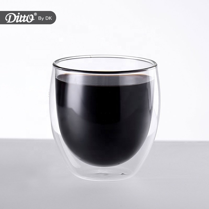 Double Walled Glass Coffee or Tea Cups Insulated 250ml Coffee Mugs Coffee Glass Cups