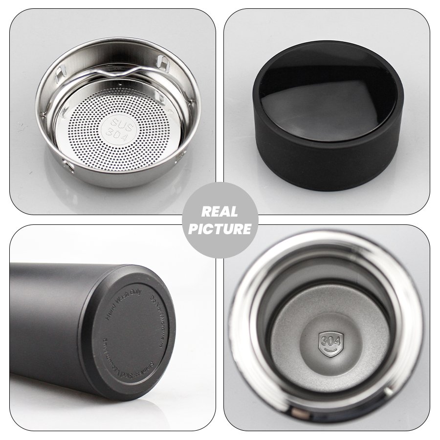 wholesale 500ml Termo Thermos Bottle vacuum Flask Led Temperature Display Stainless Steel Smart Water Bottle with filter infuser