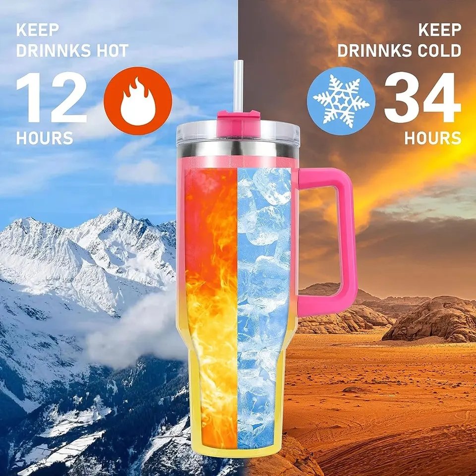 Rainbow Paint 40 oz 2.0 Tumbler Stainless Steel Double Wall Vacuum Flasks cup straw cover