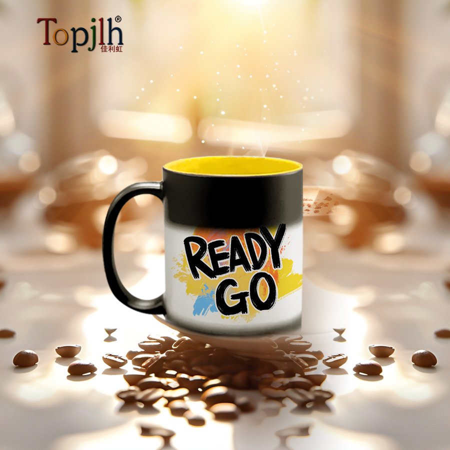 11oz sublimation black coffee mugs inner color fancy design ceramic magic mug heat sensitive fast changing souvenir gifts