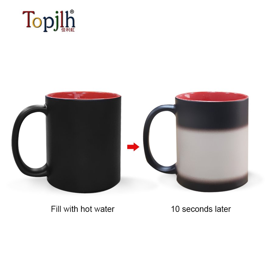 11oz sublimation black coffee mugs inner color fancy design ceramic magic mug heat sensitive fast changing souvenir gifts