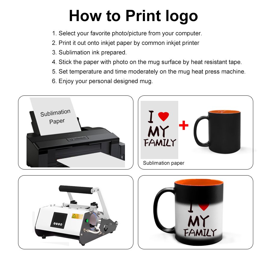 11oz sublimation black coffee mugs inner color fancy design ceramic magic mug heat sensitive fast changing souvenir gifts