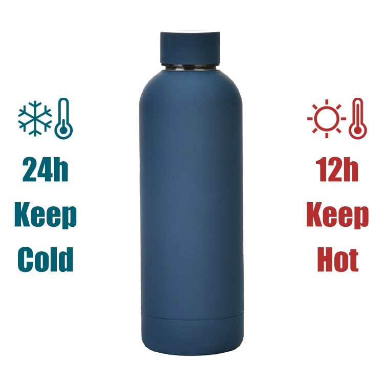 custom logo 500ml stainless steel water bottle with rubber coating reusable stocked SS 18/8 thermos water bottle