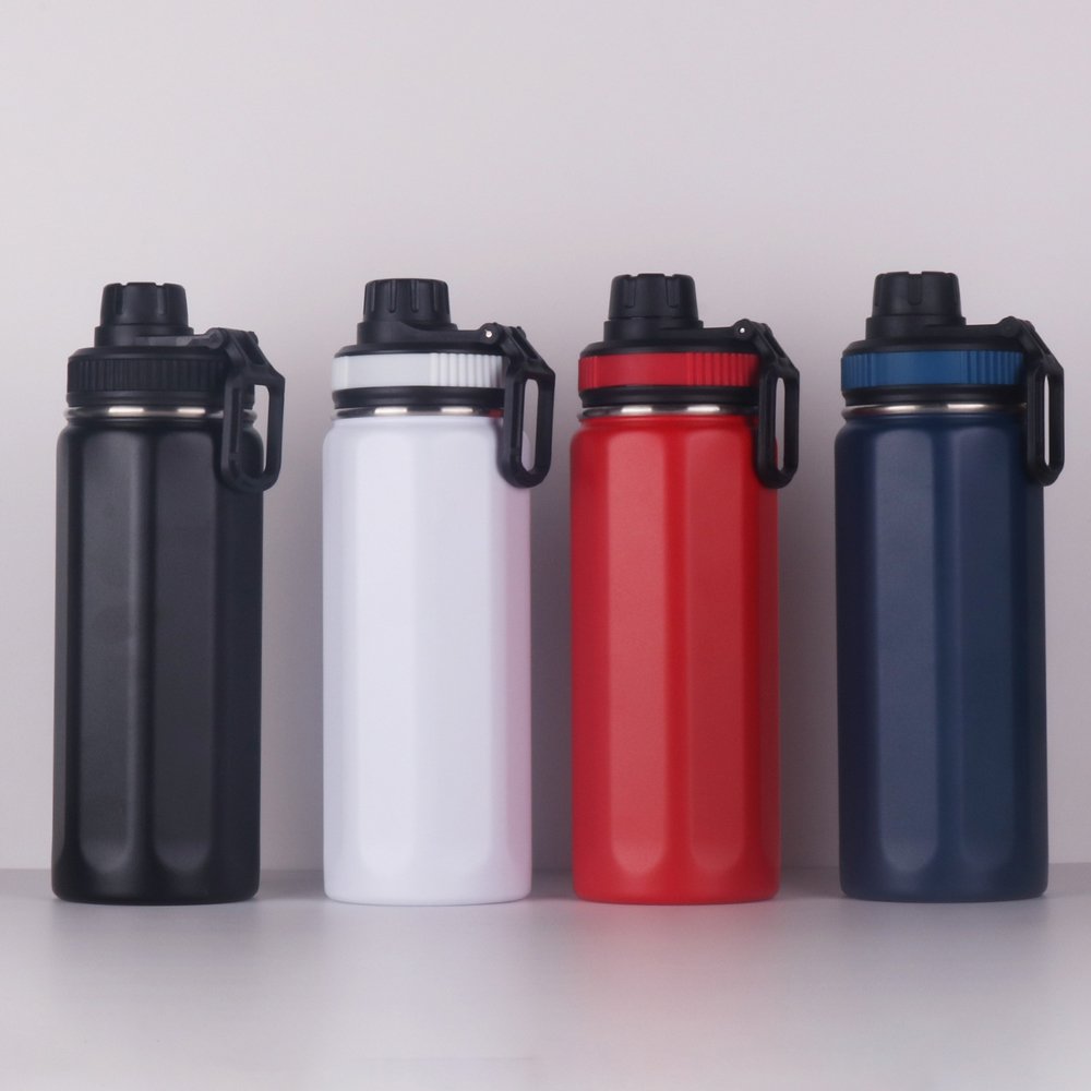 Sports 18OZ 25OZ 32OZ vacuum flask stainless steel sublimation water bottle with custom logo Wide Handle Straw Lid