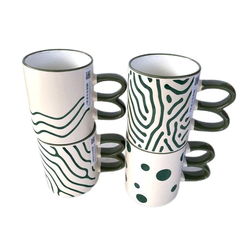 ZSC Love you mom nature matt green enamel mug wholesale cheap stoneware coffee cup ceramic camp cup