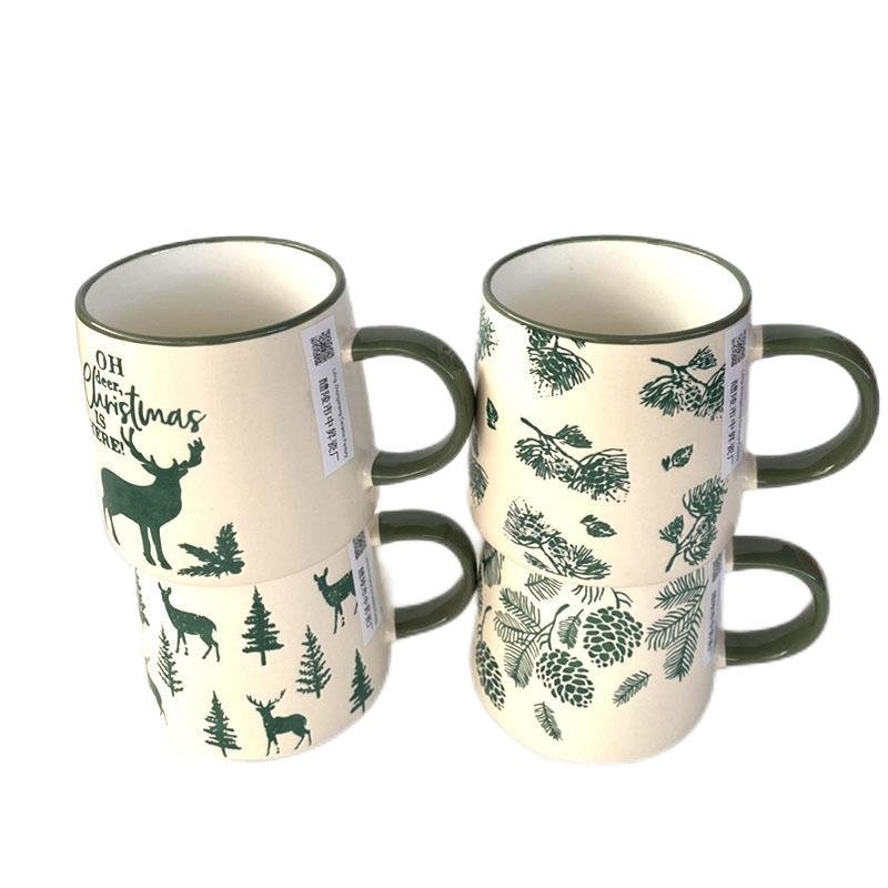 ZSC Love you mom nature matt green enamel mug wholesale cheap stoneware coffee cup ceramic camp cup