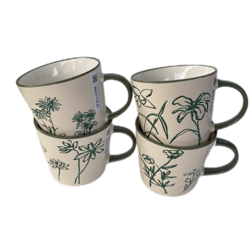 ZSC Love you mom nature matt green enamel mug wholesale cheap stoneware coffee cup ceramic camp cup
