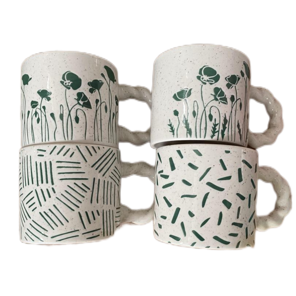 ZSC Love you mom nature matt green enamel mug wholesale cheap stoneware coffee cup ceramic camp cup