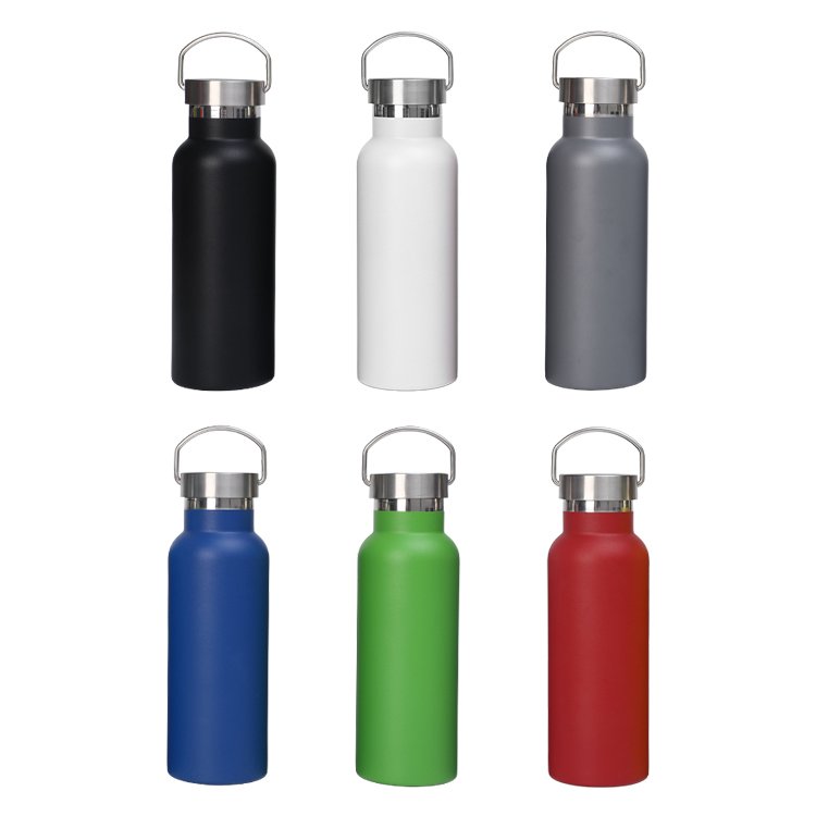 Prostar 600ml Insulated Stainless Steel Water Bottle Custom Outdoor Vacuum Flask Thermos With Bamboo Lid And Handle