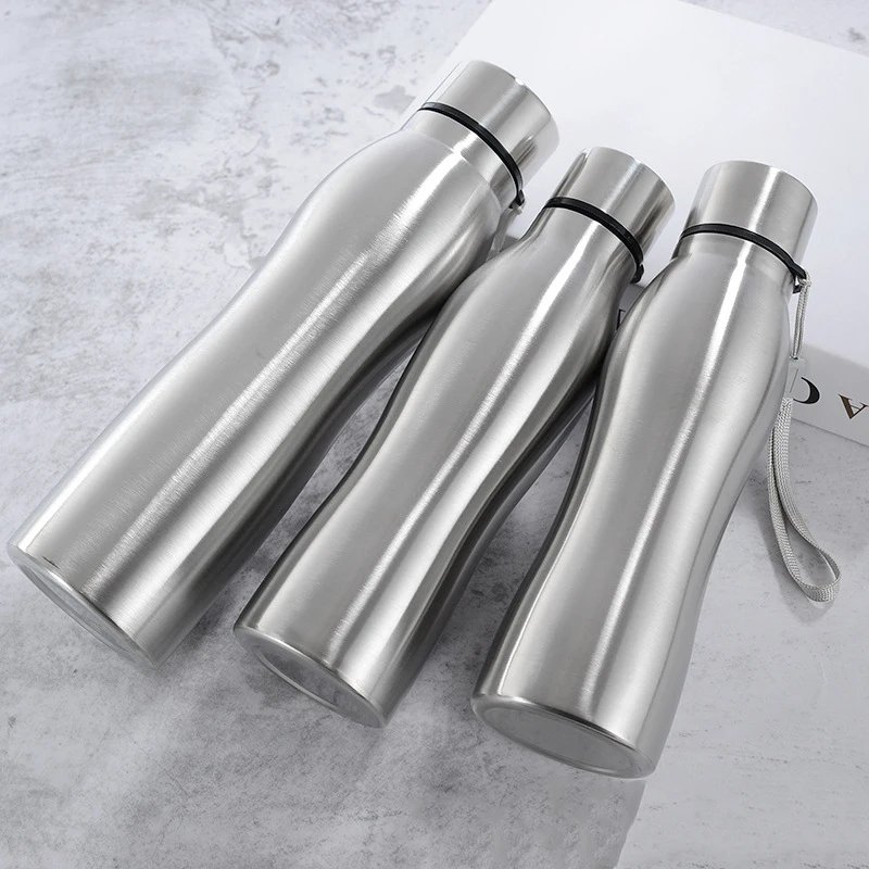 Large capacity outdoor sports single layer stainless steel cup stainless steel water bottles