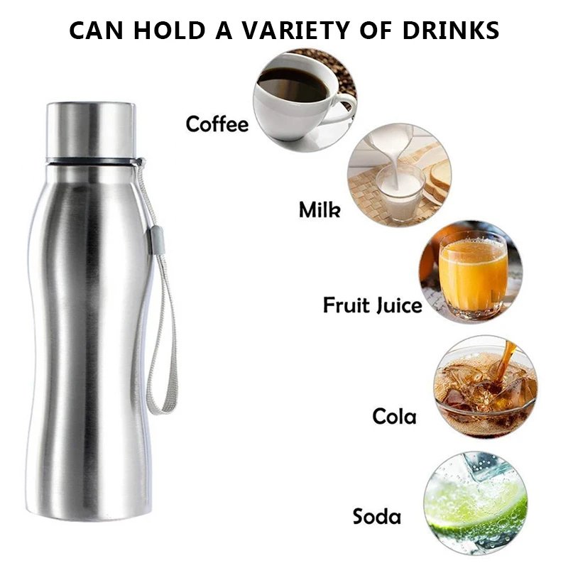 Large capacity outdoor sports single layer stainless steel cup stainless steel water bottles