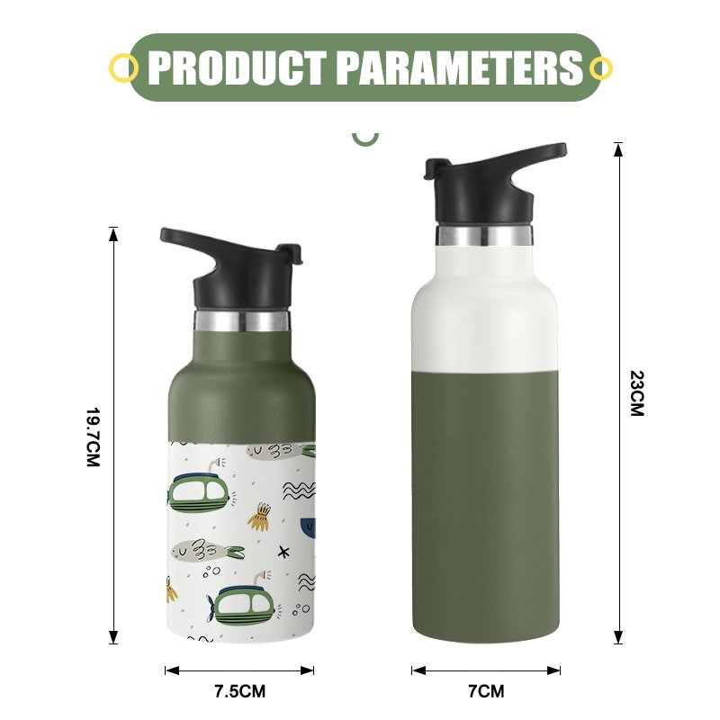 Colorful double wall insulated kids water bottle logo custom hot vacuum thermos flask water bottle with hand lid