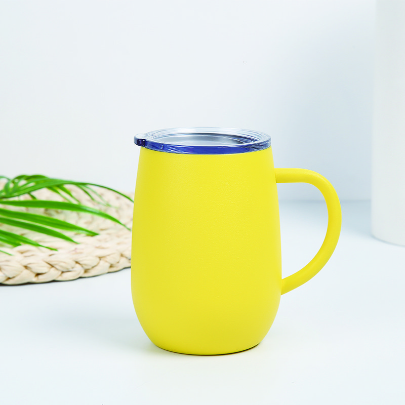 250ml Double Wall Egg Shaped Coffee Mug with Handle Stainless Steel Beer Cup