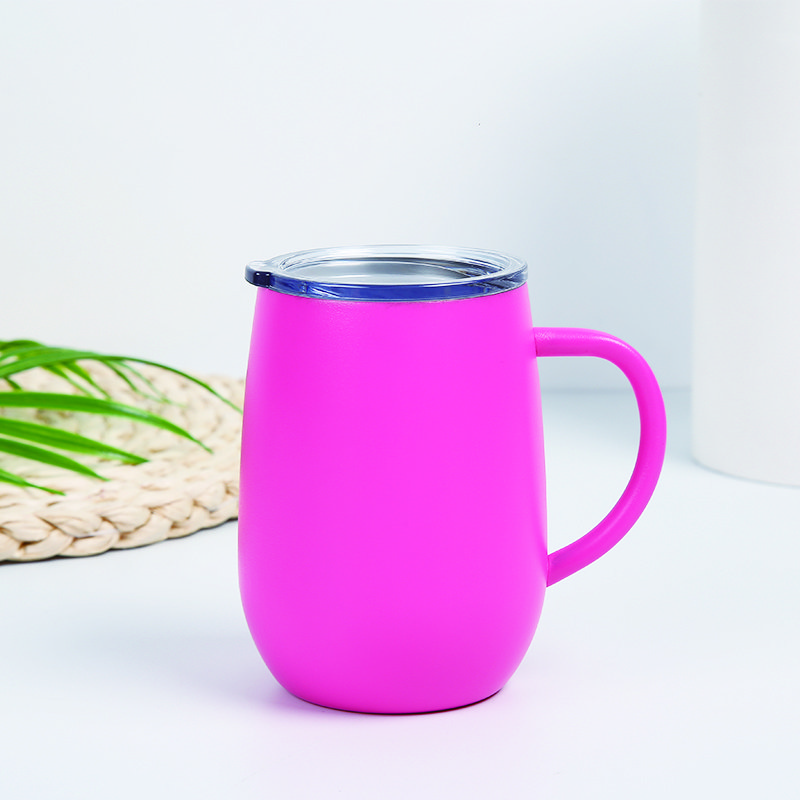 250ml Double Wall Egg Shaped Coffee Mug with Handle Stainless Steel Beer Cup