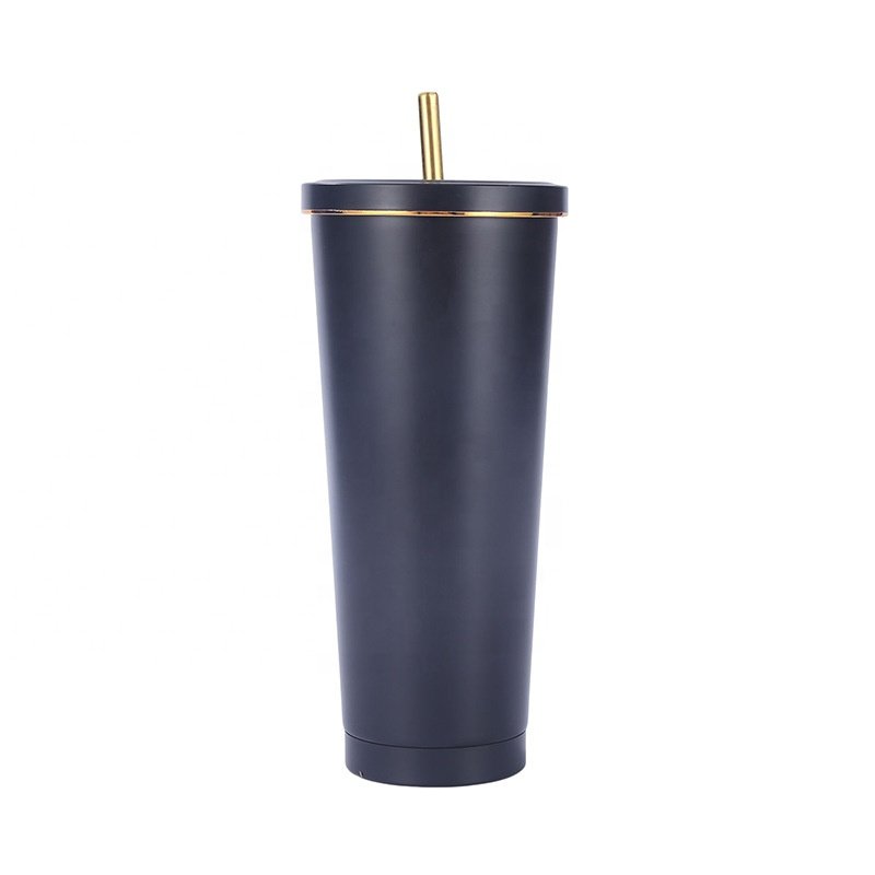 OEM Fast Selling 500ml/750ml Stainless Steel 304 Double Wall Insulated Vacuum Thermos Tumbler with Straw Lids for Water & Food