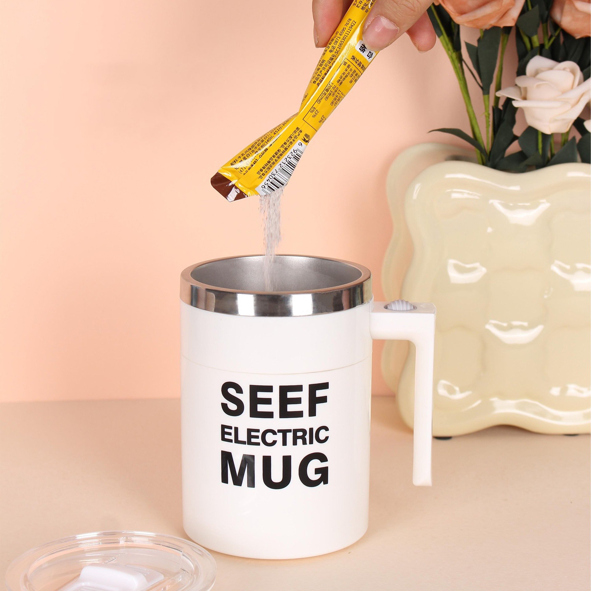 DD3086 Hot Chocolate Funny Coffee Mix Cup Gift Battery Blending Sealing Cups Automatic Self Stirring Mug For Tea