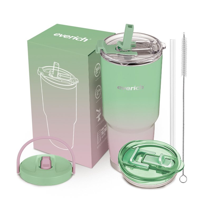 Hot sale ODM tumbler with double using lid insulated vacuum flask with straw lid