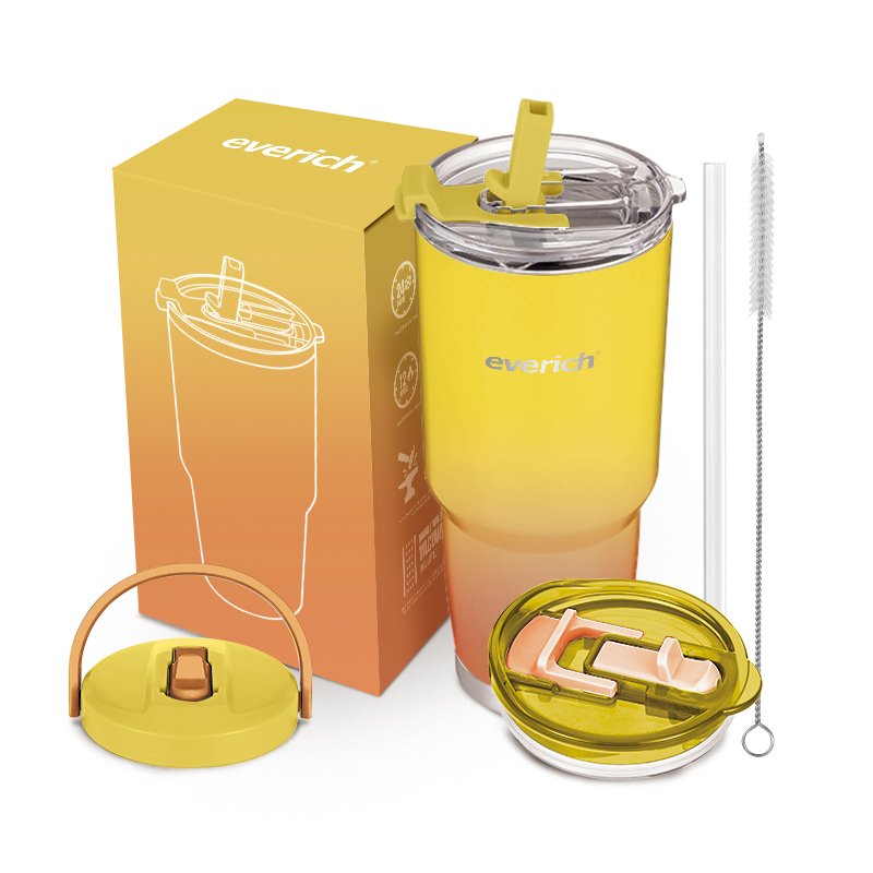 Hot sale ODM tumbler with double using lid insulated vacuum flask with straw lid