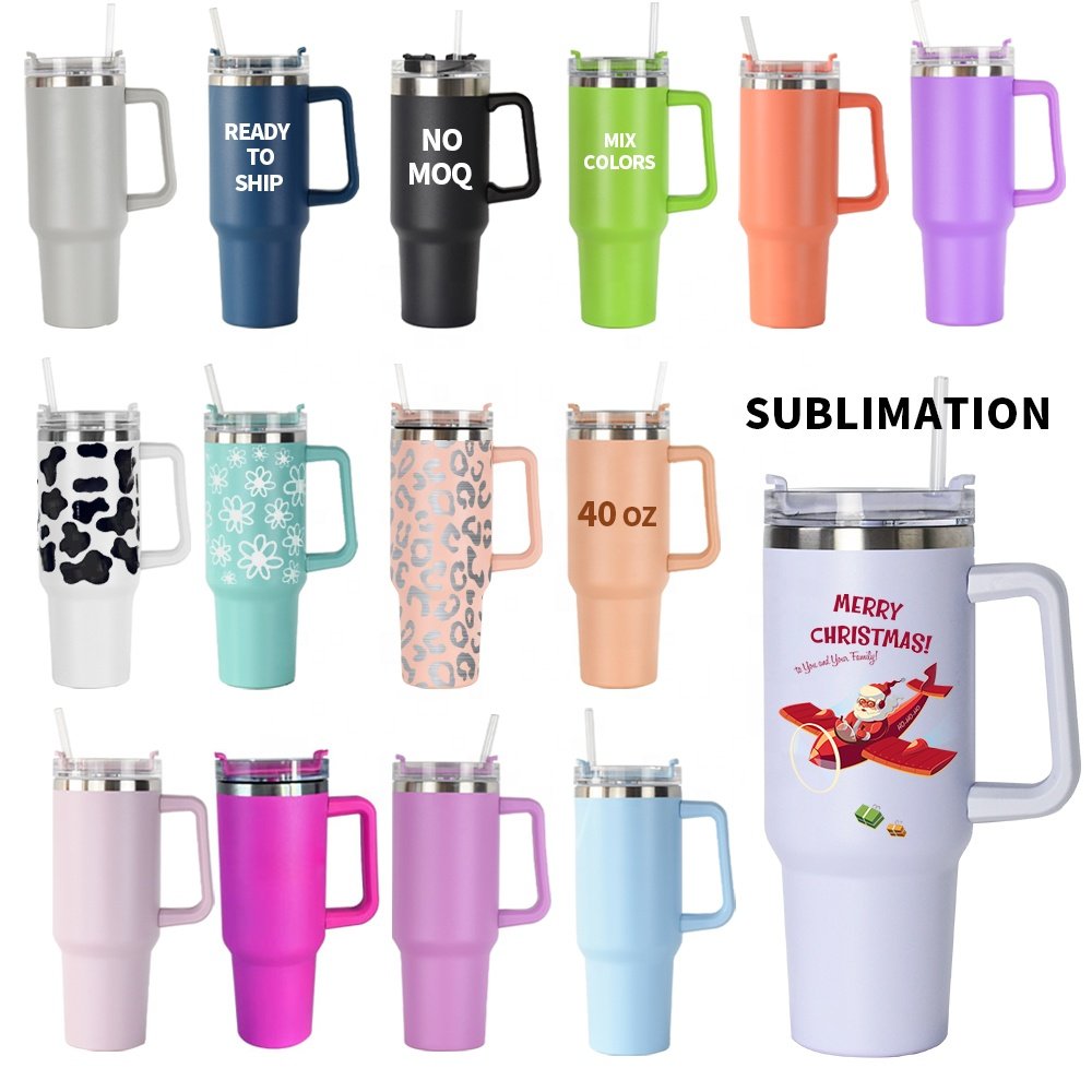 40OZ Adventure Tumbler With Handle And Straw No Moq Travel Mug 304 Stainless Steel BPA free Tumbler