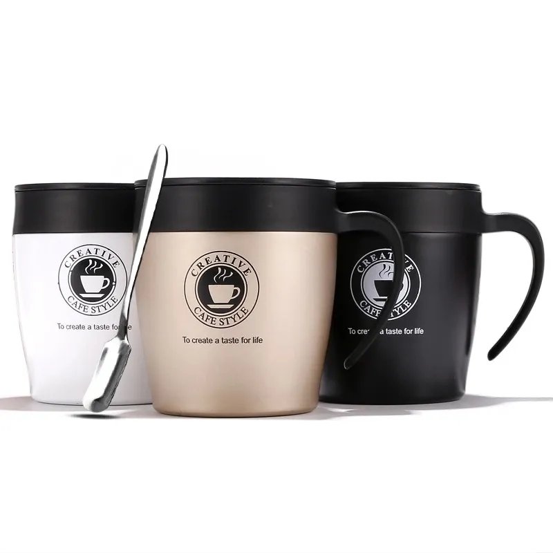 FX Factory 300ml vacuum flask handle stainless steel thermo with lid advertising gift cup office tea mug coffee mug with spoon