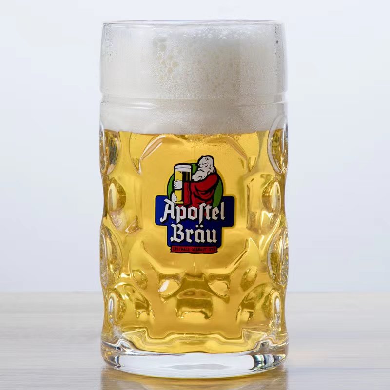 Extra-large 1 liter handle glass draft beer cup Large German beer mug Oktoberfest cup