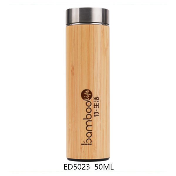 BA6009 260ML Natural Bamboo Cover Ceramic Inner Water Bottles Wholesale