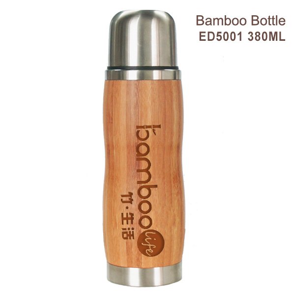 BA6009 260ML Natural Bamboo Cover Ceramic Inner Water Bottles Wholesale