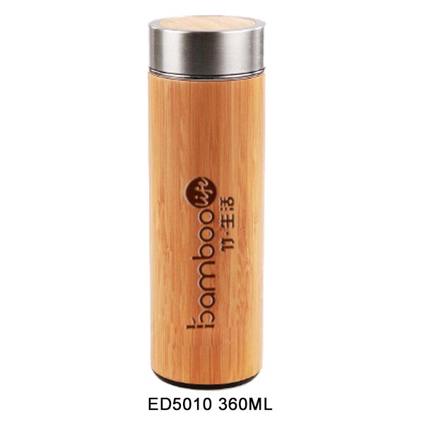 BA6009 260ML Natural Bamboo Cover Ceramic Inner Water Bottles Wholesale