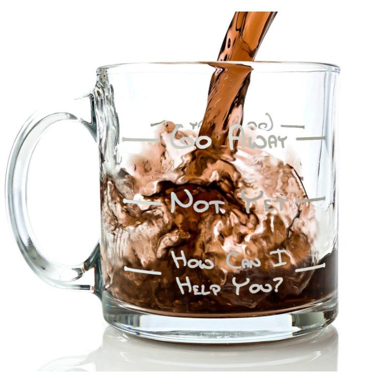 Go Away Funny Glass Coffee Mug 13 oz unique Christmas gift cup for dad and mom