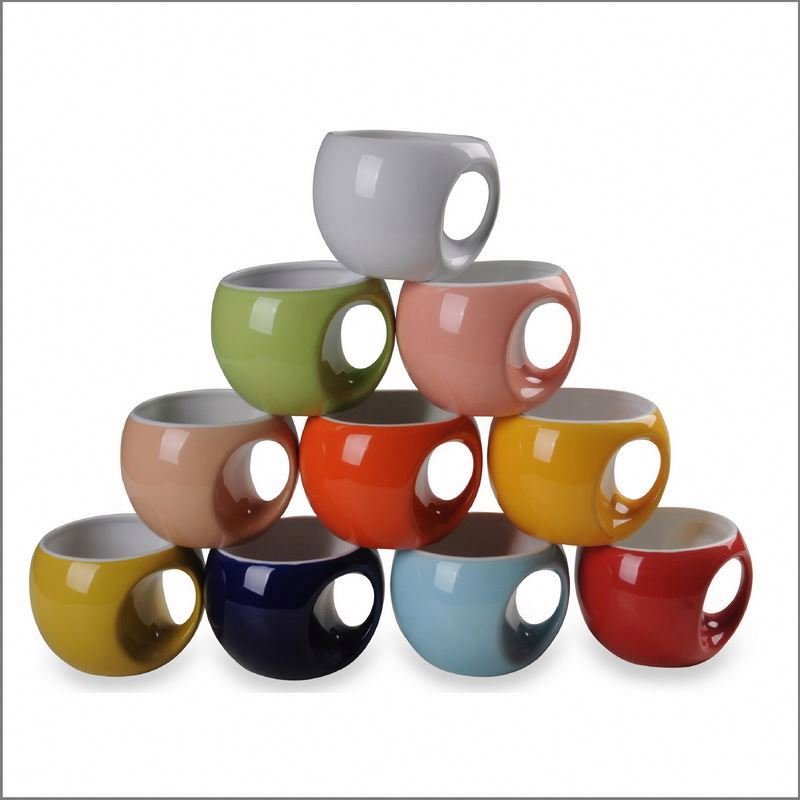 2024 New design Round Stoneware Tea Mug Set Of 6 pcs Color Mugs Ceramic Coffee Cups For Party