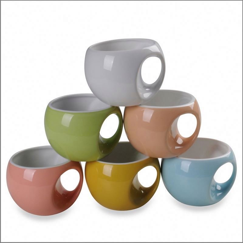 2024 New design Round Stoneware Tea Mug Set Of 6 pcs Color Mugs Ceramic Coffee Cups For Party