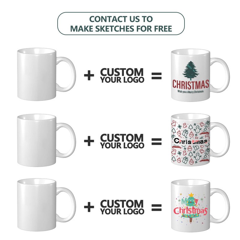 Wholesale custom Christmas different color white blank 11 oz sublimation mugs white ceramic mugs personalised mug with logo