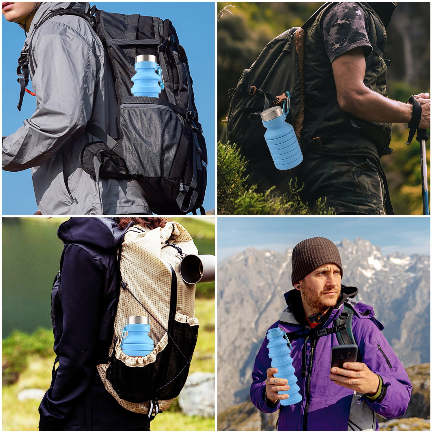 Portable LFGB silicone material collapsible water bottle Foldable Silicone Water Bottle