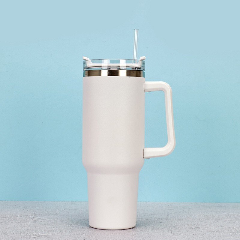 double wall Stainless Steel Vacuum Insulated 40 oz white blanks sublimation tumbler coffee mug with handle