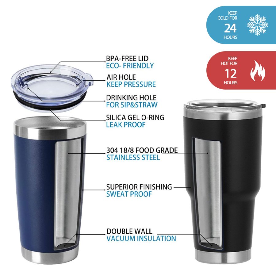 China Supplier 20 oz 30 oz powder coated tumblers wholesale tumbler Cup Double Wall Vacuum Insulated Travel Mug Bulk thermal mug