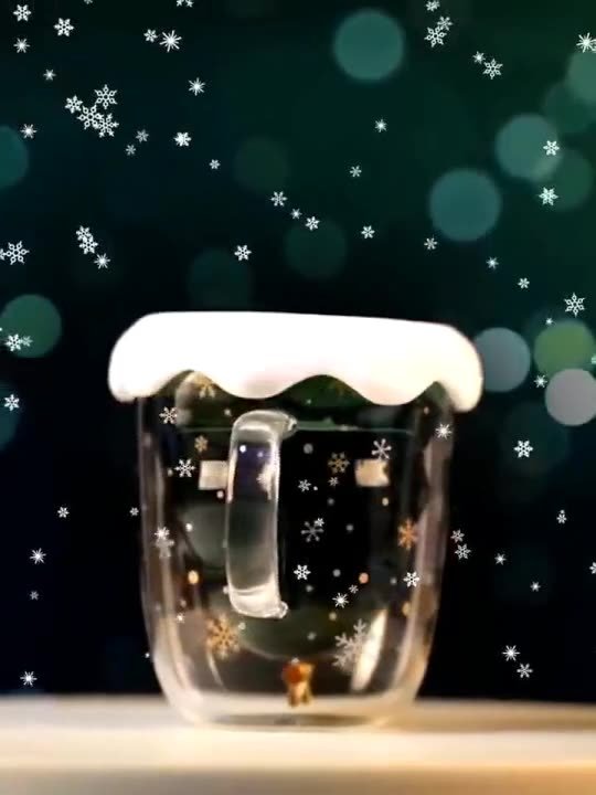 Creative Glass with Handle Christmas Tree Wishing Cup Double Layer Heat Insulated Milk Coffee Drinking Cup Home Glass Cup